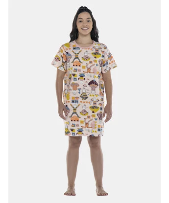 Camisão Feminino Adulto Manga Curta