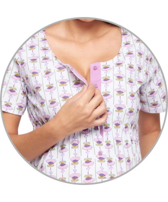 Camisola Feminino Adulto Aberta Manga Curta