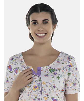 Camisola Feminina Gestante Manga Curta Aberta