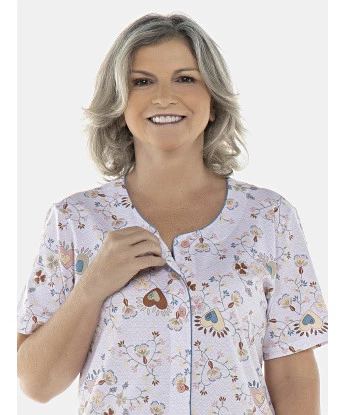Camisola Feminina Adulto Manga Curta Aberta
