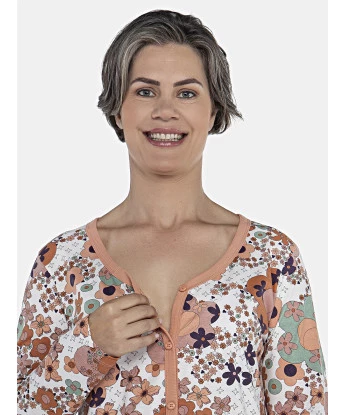 Camisola Feminino Adulto Manga Longa Com Abertura Frontal 