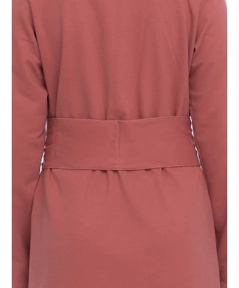 Robe Feminino  Adulto Manga Longa Transpasse Cinto Rosa