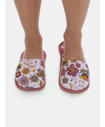 Pantufa Sonhart Feminina Fechada Adulto Floral Rosa