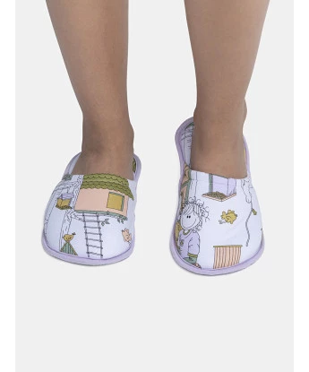 Pantufa Feminina Adulto Fechada Com Estampa Corrida 