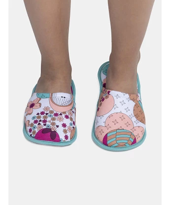 Pantufa Feminina Adulto Fechada Com Estampa Corrida 