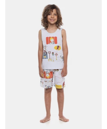 Loja Online Sonhart | Pijama Infantil Masculino Regata e Bermuda Estampada