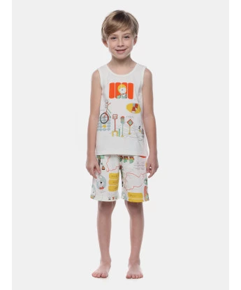 Pijama Masculino Infantil  Regata e Bermuda Estampada