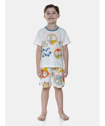 Conjunto de Pijama Infantil Masculino  Curto e Bermuda Bill e Jim