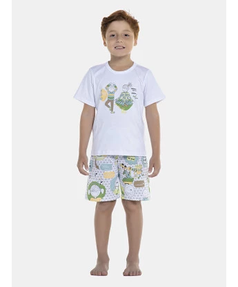 Pijama Masculino Kids Manga Curta e Bermuda