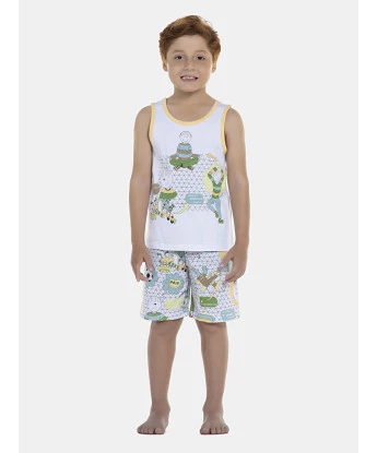 Pijama Masculino Kids  Regata e Bermuda