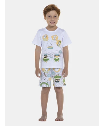 Pijama Masculino Kids Manga Curta e Bermuda