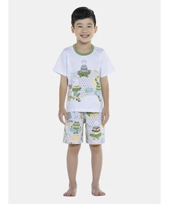 Pijama Masculino Kids Manga Curta e Bermuda