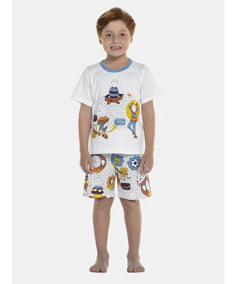 Pijama Masculino Kids Manga Curta e Bermuda