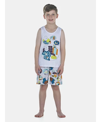 Pijama Masculino Kids  Regata e Bermuda