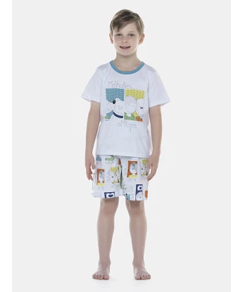 Pijama Masculino Kids Manga Curta e Bermuda