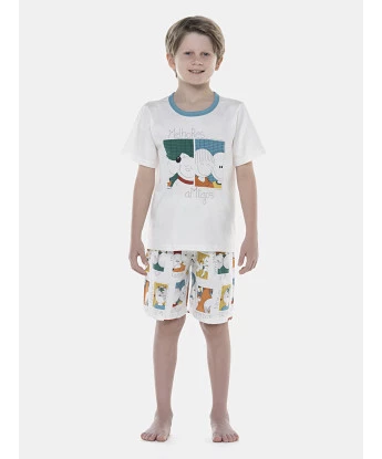 Pijama Masculino Kids Manga Curta e Bermuda