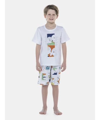 Pijama Masculino Kids Manga Curta e Bermuda