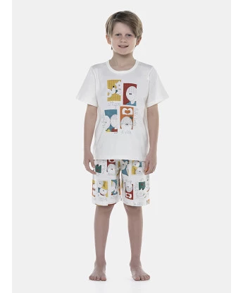 Pijama Masculino Kids Manga Curta e Bermuda