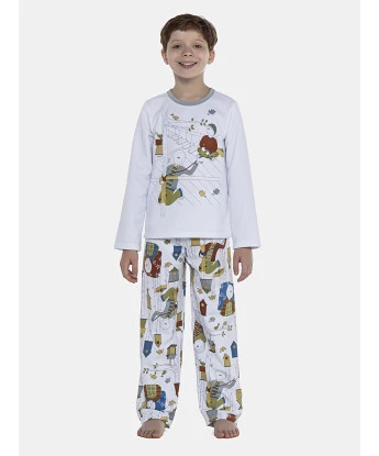 Pijama Masculino Kids Manga Longa e Calça Moletinho