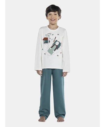 Pijama Masculino Kids Manga Longa e Calça Moletinho