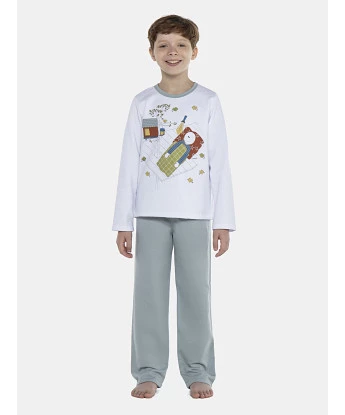 Pijama Masculino Kids Manga Longa e Calça Moletinho