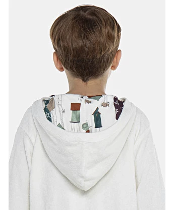 Roupão Masculino Kids Manga Longa Fechado Com Capuz Atoalhado