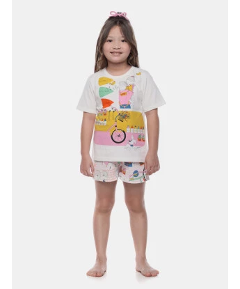 Pijama Feminino Infantil Blusa Manga Curta