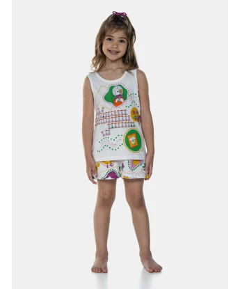Sonhart Loja Online | Conjunto de Pijama Feminino Infantil Regata e Short Pat e Ted