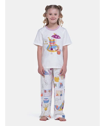Sonhart | Comprar Pijama Feminino Infantil Manga Curta e Calça Pat e Nina