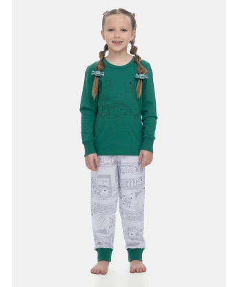 Pijama Sonhart Feminino Infantil Manga Longa e Calça Estampada