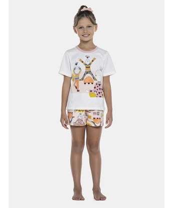 Pijama Feminino Kids Manga Curta e Short