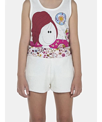 Pijama Feminino Kids Regata e Short Atoalhado