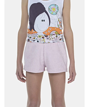 Pijama Feminino Kids Regata e Short Atoalhado