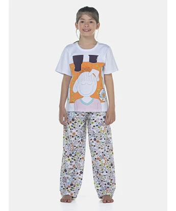 Pijama Feminino Kids Manga Curta e Calça