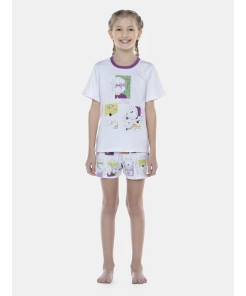 Pijama Feminino Kids Manga Curta e Short