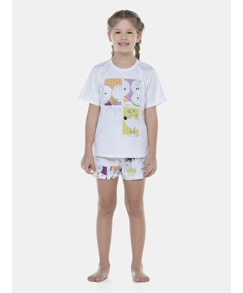Pijama Feminino Kids Manga Curta e Short