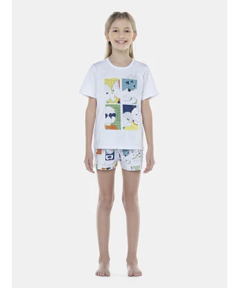 Pijama Feminino Kids Manga Curta e Short