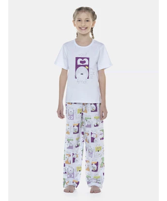 Pijama Feminino Kids Manga Curta e Calça