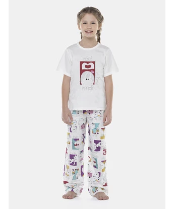 Pijama Feminino Kids Manga Curta e Calça