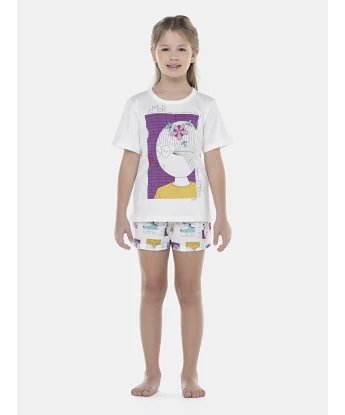 Pijama Feminino Kids Manga Curta e Short