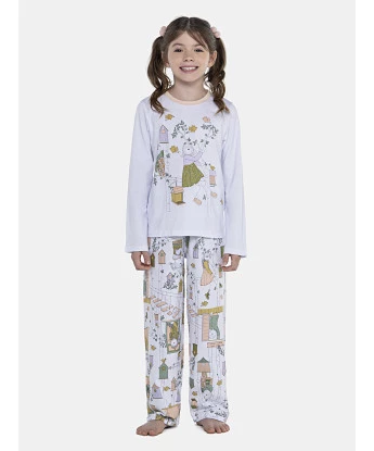 Pijama Feminino Kids Manga Longa e Calça