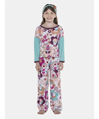 Pijama Feminino Kids Manga Longa e Calça