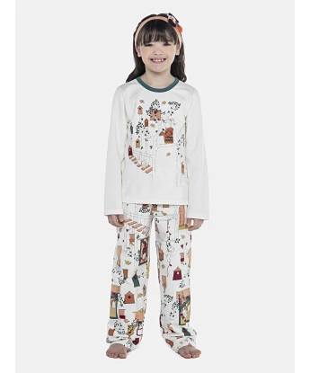 Pijama Feminino Kids Manga Longa e Calça Moletinho