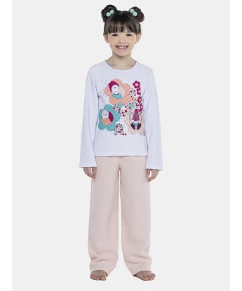 Pijama Feminino Kids Manga Longa e Calça Plush