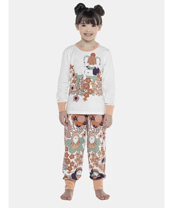 Pijama Feminino Kids Manga Longa e Calça Com Punhos