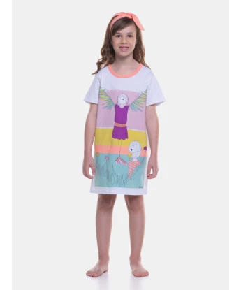 Pijamas Sonhart | Camisão Feminino Infantil manga curta Pat e Bill  