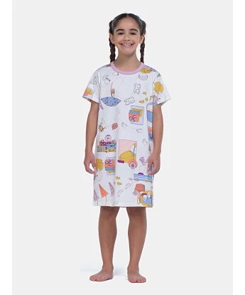 Pijama Camisão Feminino Infantil Manga Curta