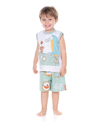Sonhart Pijama Masculino Infantil Regata e Short Estampa Bill
