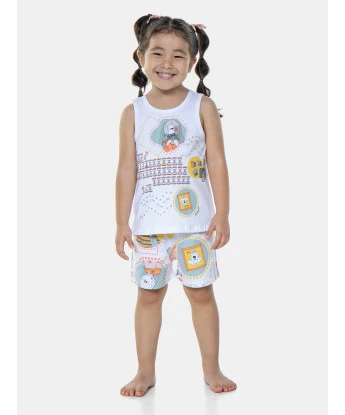 Pijama Feminino Infantil Regata e Short