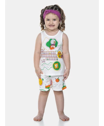 Pijama Feminino Infantil Regata e Short Nina e Ted